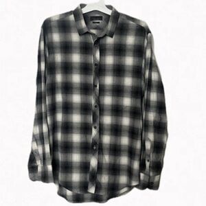 Zara Man Sport Classic Tailored Fit Black and White Checkered Shirt Sz L